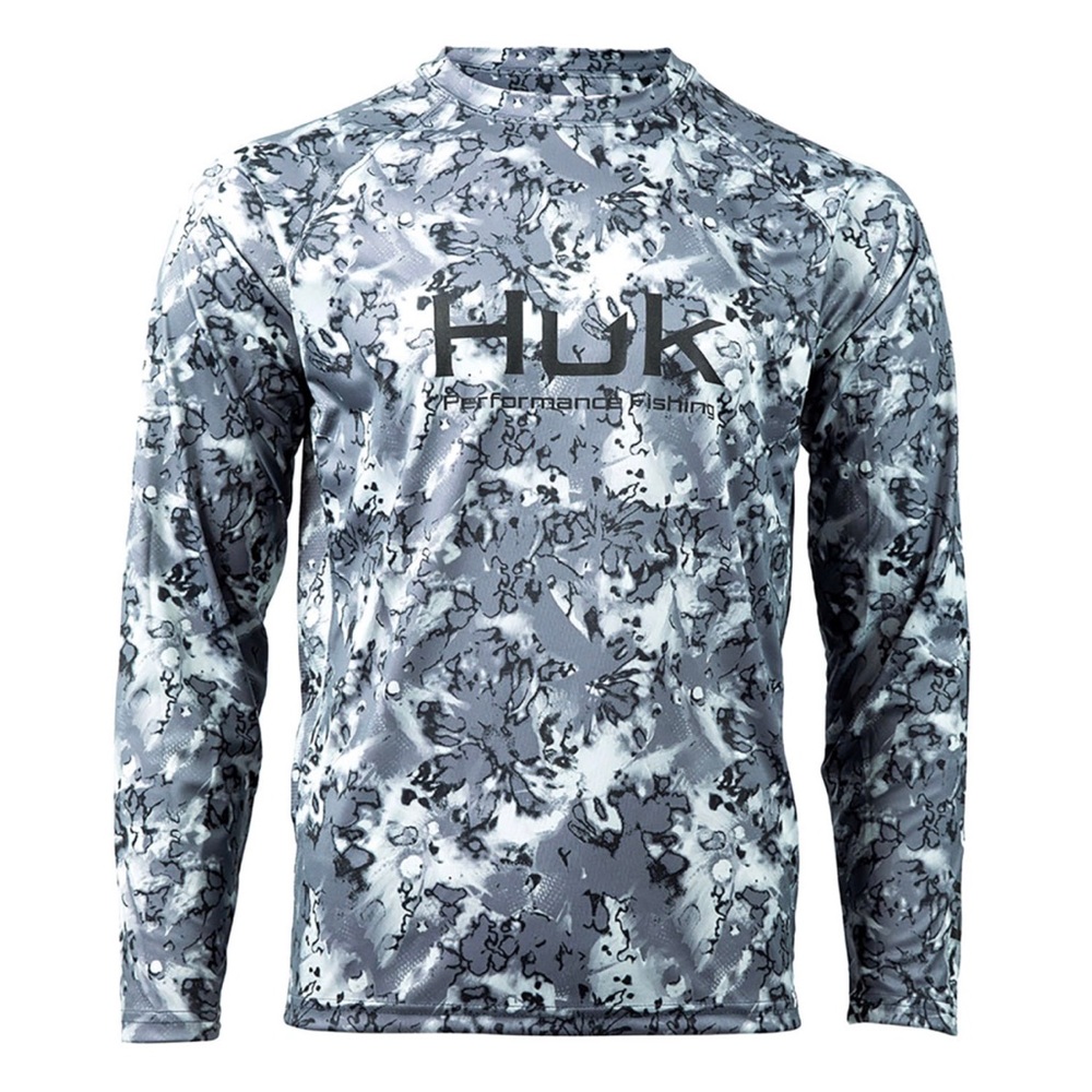 HUK Men's Pursuit Crew Long Sleeve Fishing Shirt M, L, XL, XXL Gray New